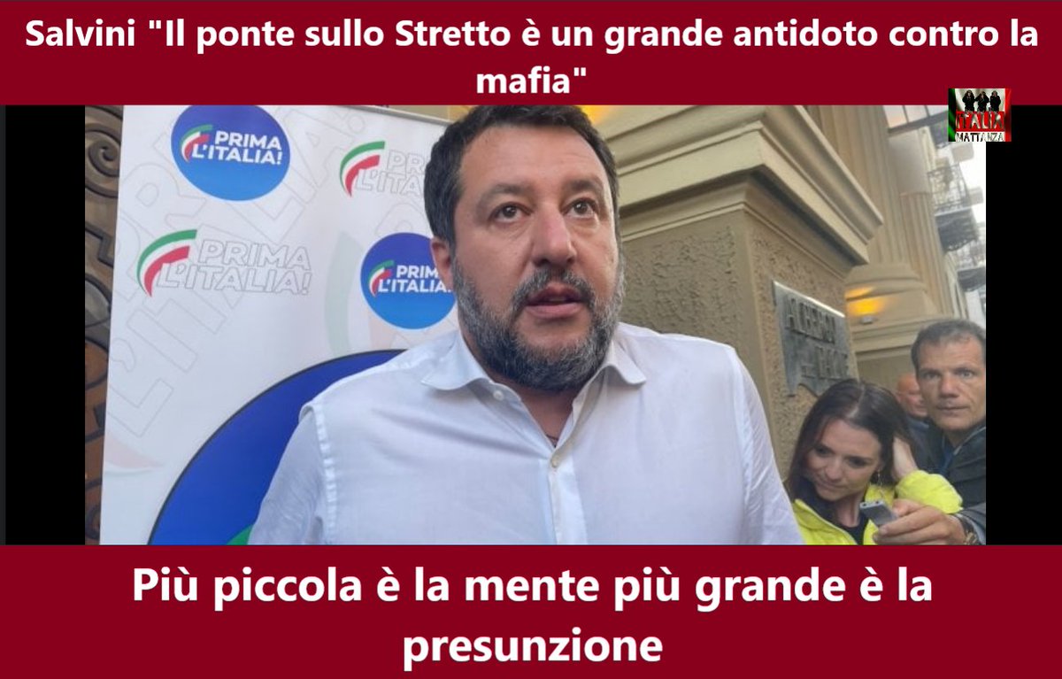 'Più piccola è la mente più grande è la presunzione. Esopo'

Secondo il cacio-sciacallo Salvini il ponte è la migliore cura contro la mafia. Lo ha imparato quando serviva hamburger da Burghy?
Povera Italia