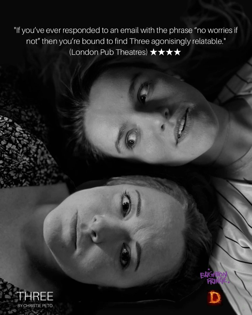 We open the first of 7 shows of THREE this evening! Catch us at <a href="/brightonfringe/">Brighton Fringe</a> <a href="/PrezEdBrighton/">Presuming Ed</a> for a dose of dark, observational comedy 🎭

#BrightonFringe #theatre #NewWriting #Brighton

<a href="/Dangerosity101/">Dangerosity</a> <a href="/hannahharquart/">Hannah Harquart</a> <a href="/SophieEFMcMahon/">Sophie McMahon</a> <a href="/glynnesteele/">Glynne Steele</a> <a href="/thehoneygabriel/">Honey (Oyínkánsọ́lá) Gabriel</a>