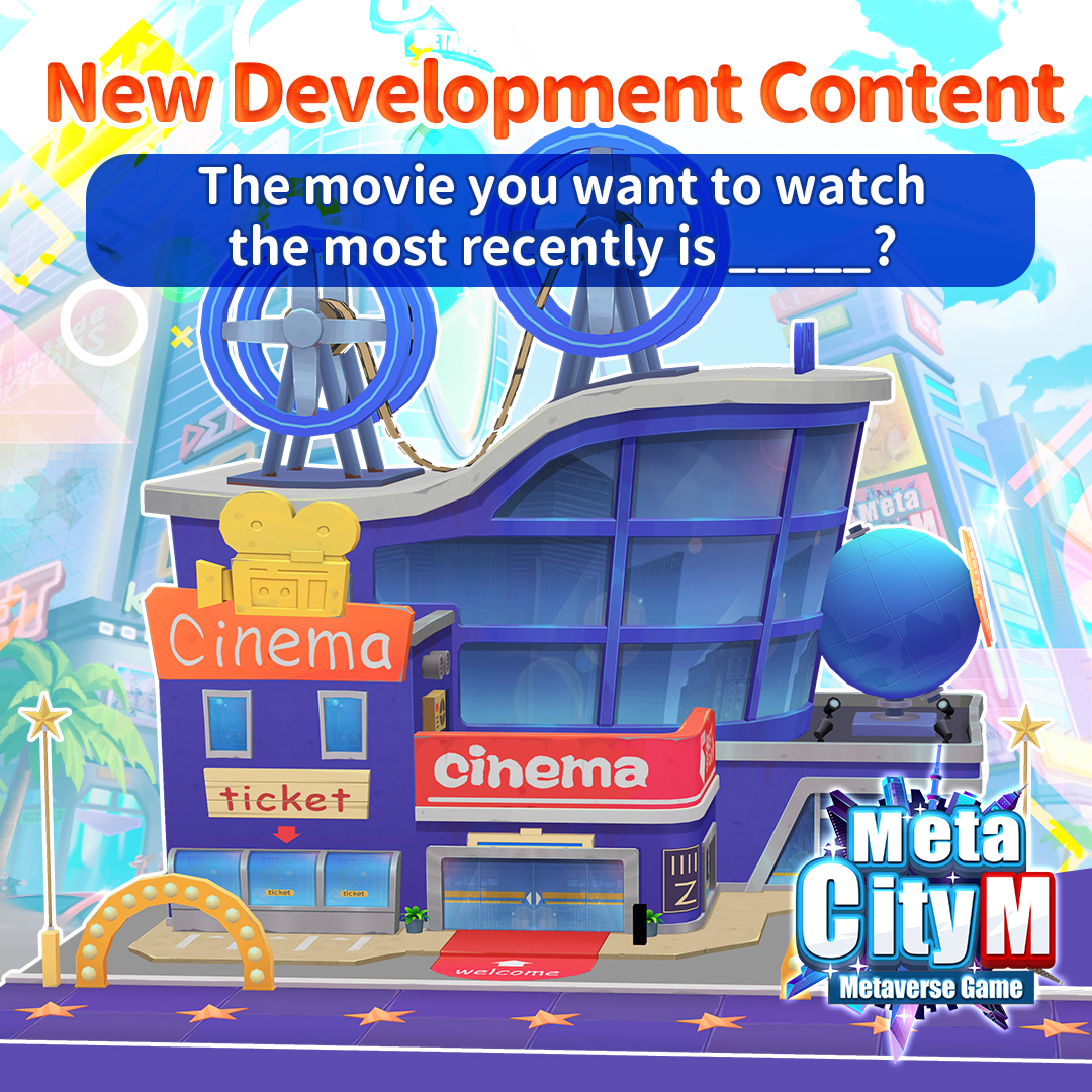 MetaCity_M's tweet photo. 🍿 MetaCity M's first cinema 
Pre-register now 👉 https://t.co/uHFSm7epOG 
Berand new development  #CINEMA 🍿 
What's the most recent movie you want to watch?
 
#MetaCityM  #DevelopmentProgress
🎧 Join Discord to get M-Coin, limited virtual treasure https://t.co/JkADkTufmT https://t.co/1o7qFiGiiz