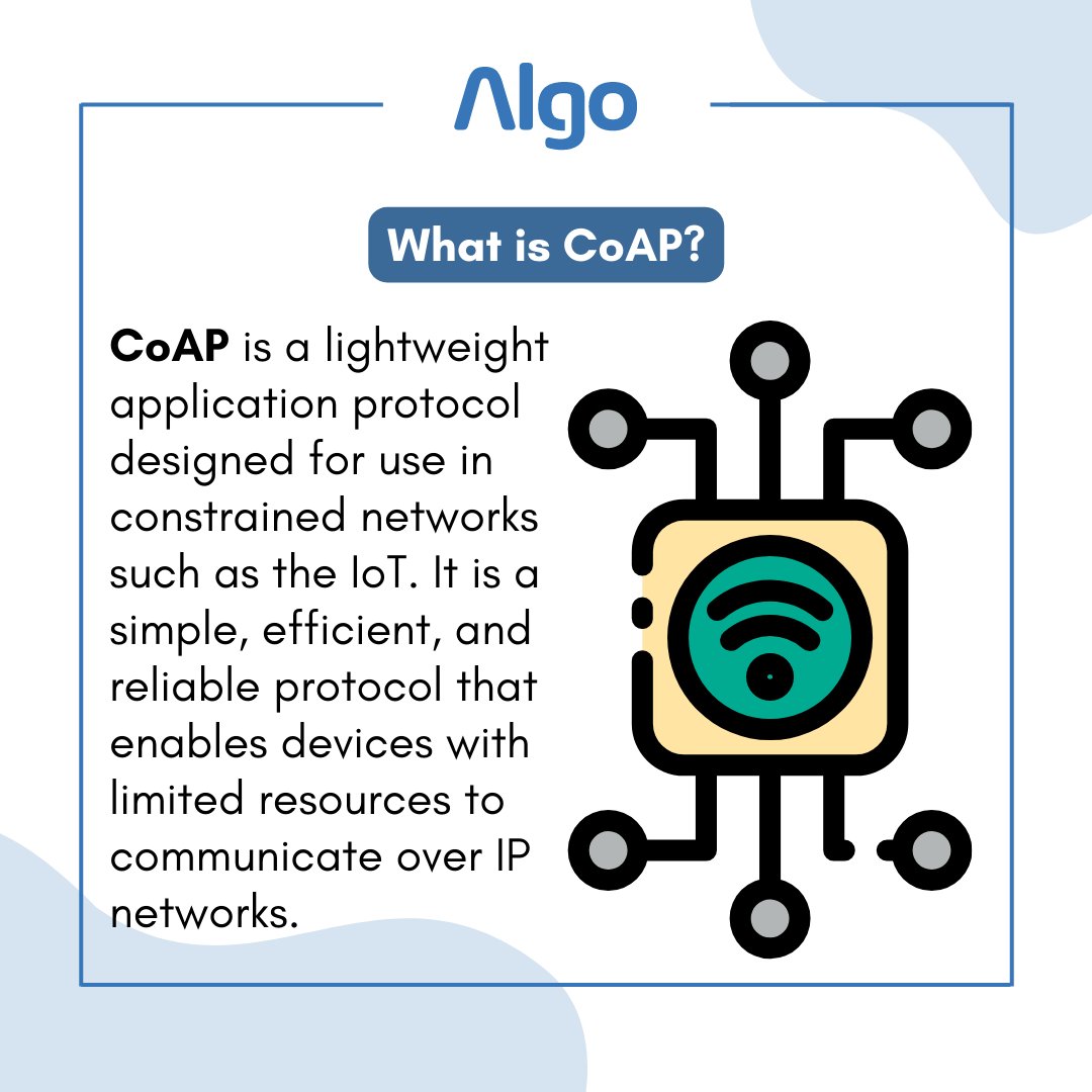 Algo_Experts's tweet image. Unlock the power of IoT with CoAP!
Embrace seamless connectivity and efficient communication between devices with the Constrained Application Protocol.
#algocodingexperts #iot #CoAP #IoT #Connectivity #SmartSolutions #iotapplication #iotsolutions #iotservices #IT #monday #spain