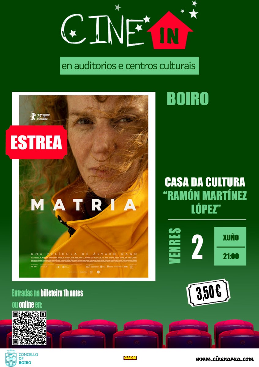 cinenaruagal's tweet photo. 📍Boiro, Casa da Cultura
📆 Venres 2
⏰ 21:00
🎥Matria
🏷️3,50€
🎟️entradas fisicamente ou en https://t.co/1FPczUoVFU 

#cinenarua #boiro #matria #gadis #matriuska https://t.co/fmiMwfJAb3