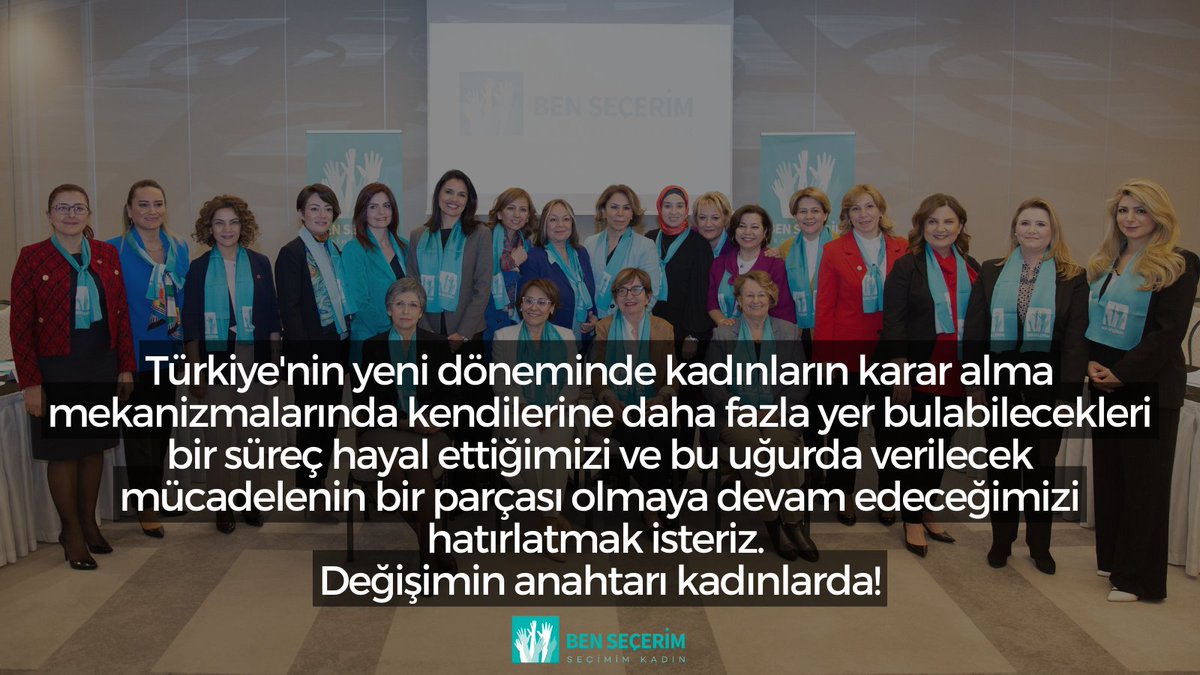 Türkiye'nin yeni döneminde kadınların karar alma mekanizmalarında kendilerine daha fazla yer bulabilecekleri bir süreç hayal ettiğimizi ve bu uğurda verilecek mücadelenin bir parçası olmaya devam edeceğimizi hatırlatmak isteriz. 
Değişimin anahtarı kadınlarda!
#SeçimimKadın