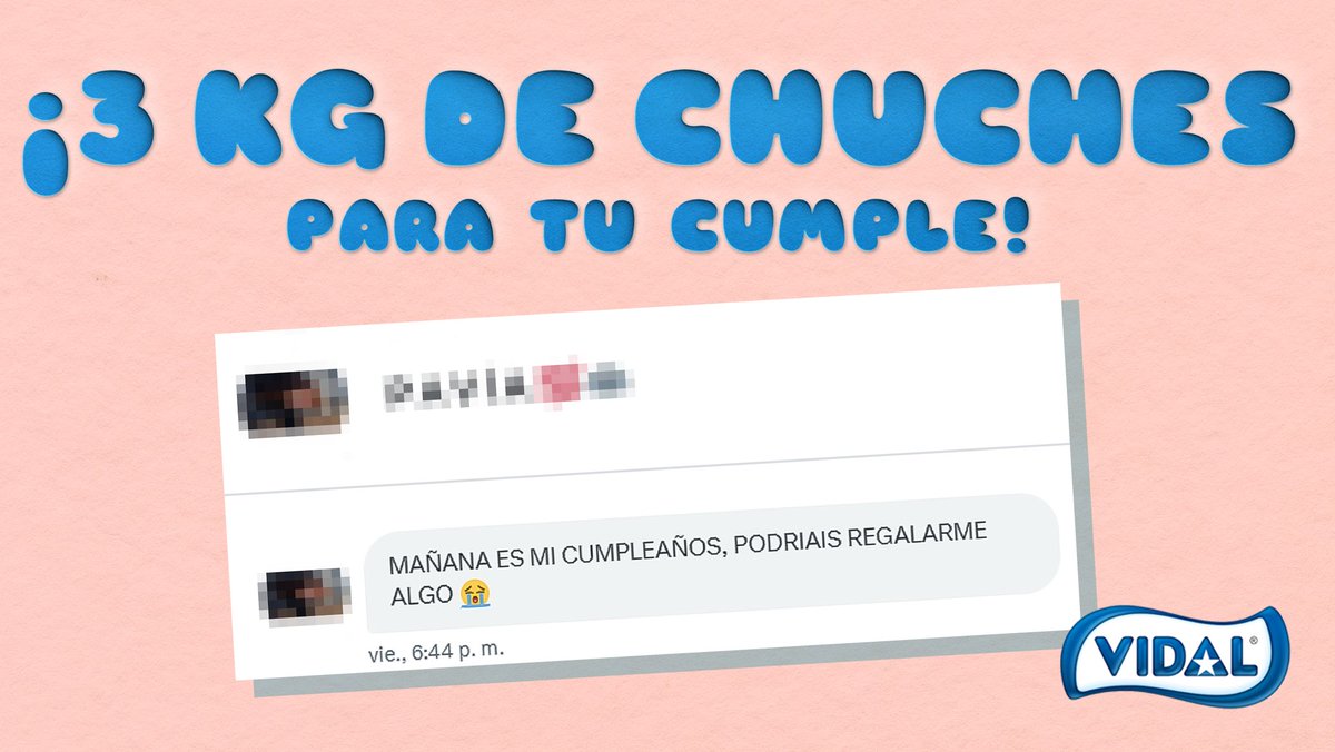 Vidal_Golosinas's tweet photo. SORTEO 🎂 3 KILOS DE CHUCHES 🎉 No hay cumpleaños sin chuches y recibimos cientos de mensajes como este...

No podemos enviaros a todos pero sí a TRES DE VOSOTROS 👇

💙 Síguenos
🥳 Responde con #CumpleañosconVidal y el día de tu cumple

SUERTEEE ☘️ https://t.co/FiuNRZGAZQ