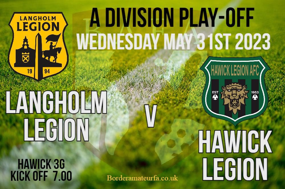 ⚽️Last Game Of The Season⚽️

📆 - Wednesday 31st May 
🏆 -  A Division Play Off        
🆚 - Langholm Legion     
📍- Hawick 3G
🕰 - 7pm Kick Off

💚🖤