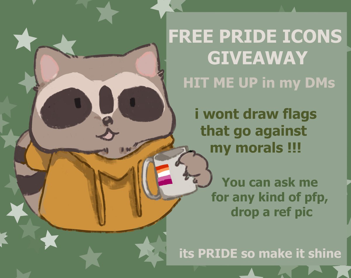 i cant wait to draw smth nice and to see your guys creative characters

#pride #prideicons #freegiveaway #pfppride