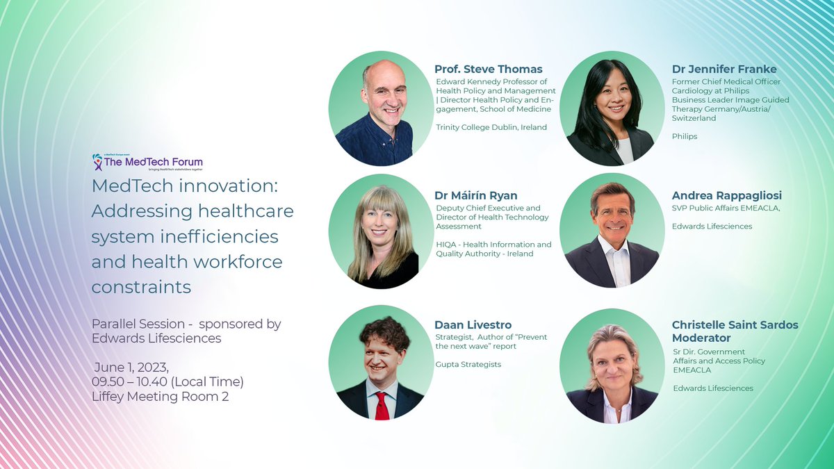 Here are the speakers of the “MedTech Innovation: Addressing #HealthcareSystem Inefficiencies and Workforce Constraints” session at the #MTF2023.

This parallel session, sponsored by Edwards Lifesciences, will look at how to reconcile the urgent and ever-growing need for care and…