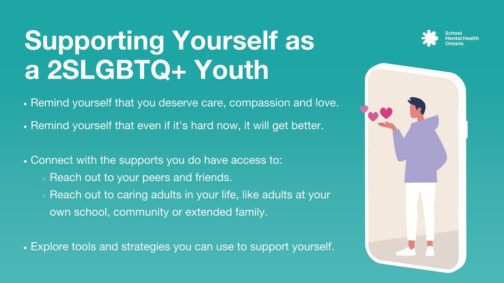 OttCatholicSB's tweet photo. Did you know that @SMHO_SMSO offers self-care tips for 2SLGBTQ+ youth on their website? 💕🏳️‍🌈Learn more: https://t.co/MzjagCJhOe #ocsbMentalHealthMonday #ocsbBeWell @OCSB_MentalHlth https://t.co/CcEXuSeqDS