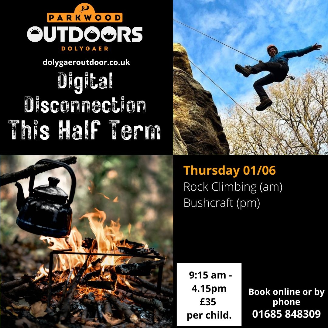 A morning session of rock climbing and a bushcraft session in the afternoon would be an awesome way to spend this Thursday in the half-term with the special program Digital Disconnection. Join us using the direct link below

Thursday 1st June:
fareharbor.com/parkwoodoutdoo…