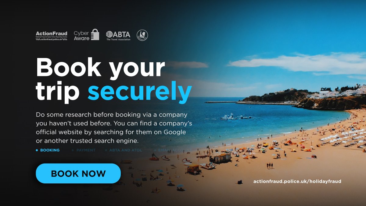 🏝️Booking a holiday with a company you haven't used before?

✅Do some research first. You can find a company’s official website by searching for them on Google or another trusted search engine.

For more advice, visit: orlo.uk/Np6ph

#HolidayFraud