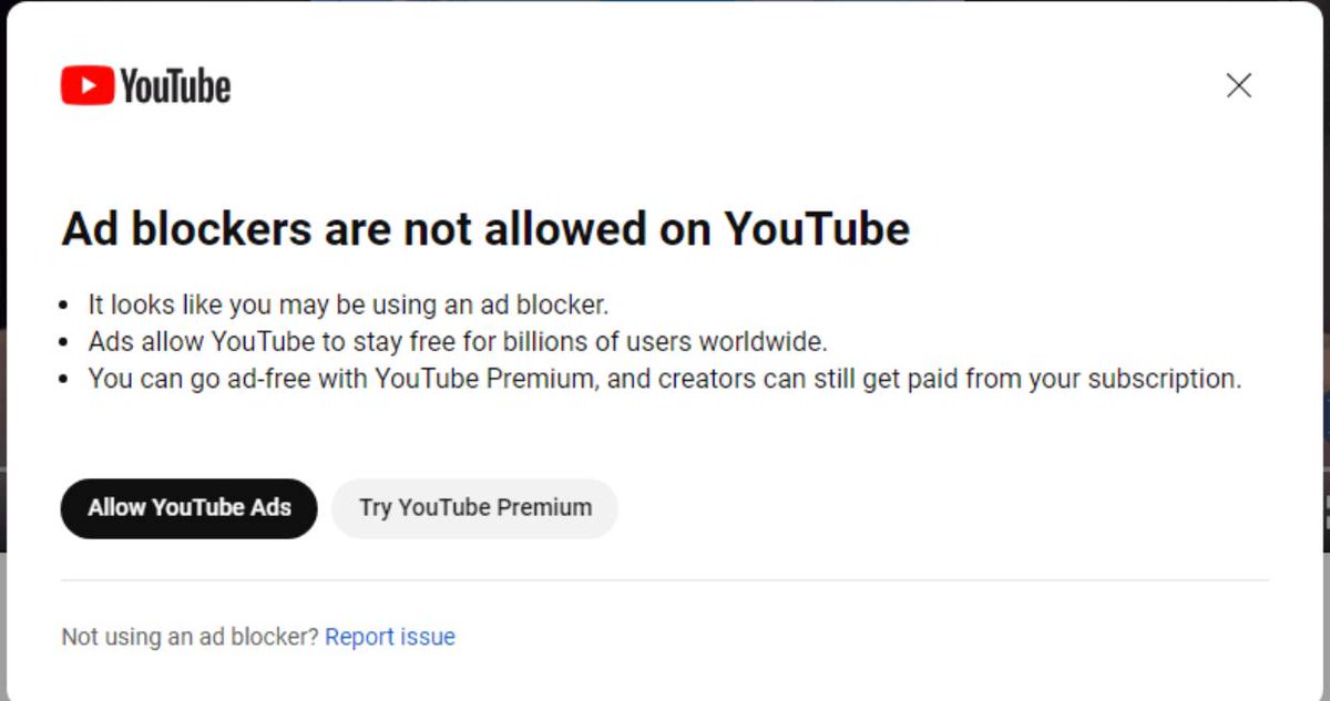 🚫 YouTube trabaja en prohibir los AdBlockers