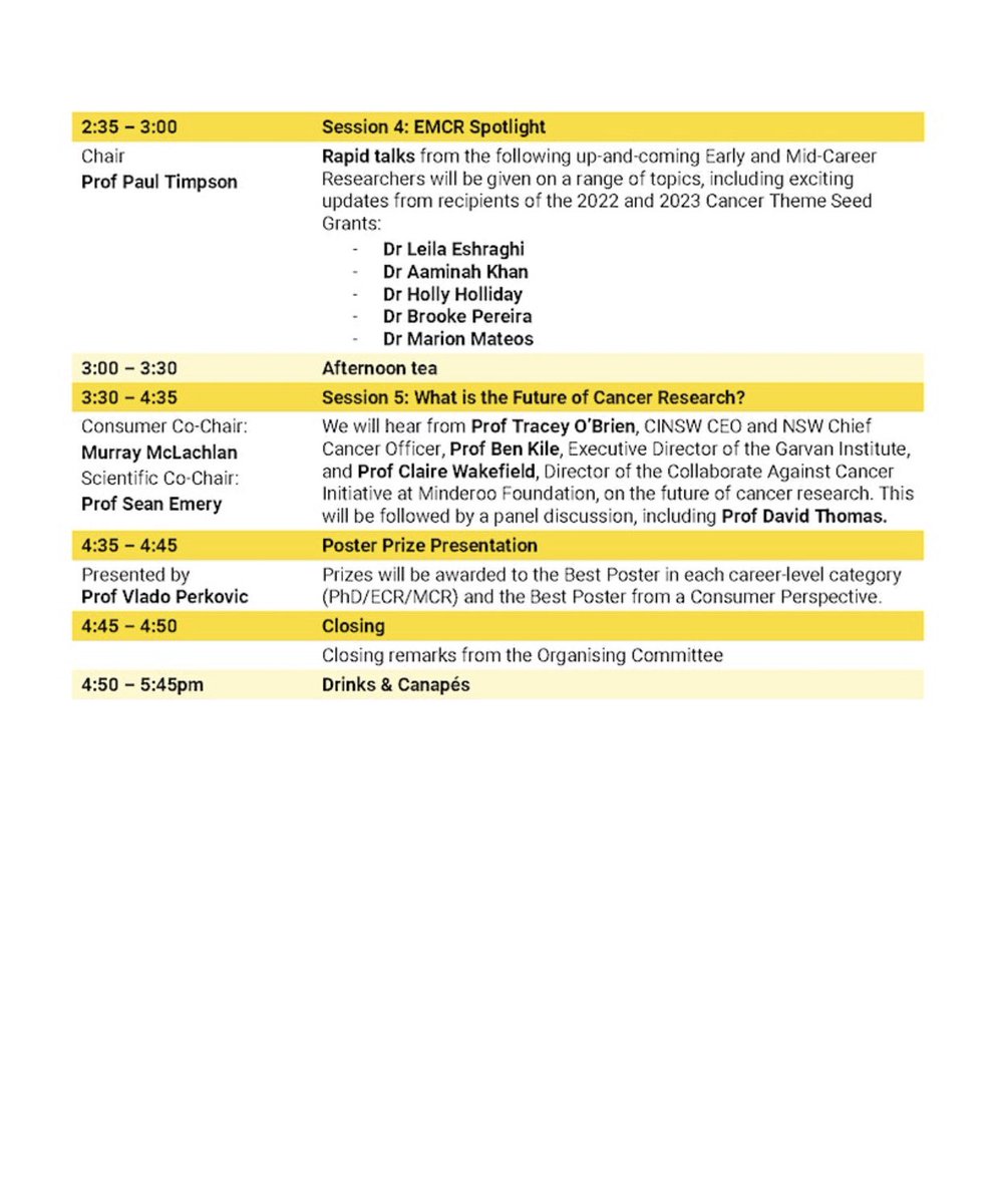 Ursula Sansom-Daly, PhD (@usansomdaly) on Twitter photo Great line up at the <a href="/UNSWMedicine/">UNSW Medicine & Health</a> Cancer Symposium June 30🤩
Come for the impressive translational science feat.<a href="/CEwakefield/">Claire Wakefield PhD 🎗️</a> @drtraceyobrien @ClaireVajdic <a href="/CG_MazJo/">Dr Carolyn Mazariego-Jones</a> <a href="/richardj_cohn/">Richard Cohn</a> @dralexswarbrick <a href="/venusdvh/">Dr Vikneswary Batumalai</a> <a href="/Dr_MMateos/">Marion Mateos</a> <a href="/JordanaMcloone/">Jordana McLoone, PhD</a> + more
…& stay for the fab networking! Great line up at the <a href="/UNSWMedicine/">UNSW Medicine & Health</a> Cancer Symposium June 30🤩
Come for the impressive translational science feat.<a href="/CEwakefield/">Claire Wakefield PhD 🎗️</a> @drtraceyobrien @ClaireVajdic <a href="/CG_MazJo/">Dr Carolyn Mazariego-Jones</a> <a href="/richardj_cohn/">Richard Cohn</a> @dralexswarbrick <a href="/venusdvh/">Dr Vikneswary Batumalai</a> <a href="/Dr_MMateos/">Marion Mateos</a> <a href="/JordanaMcloone/">Jordana McLoone, PhD</a> + more
…& stay for the fab networking!