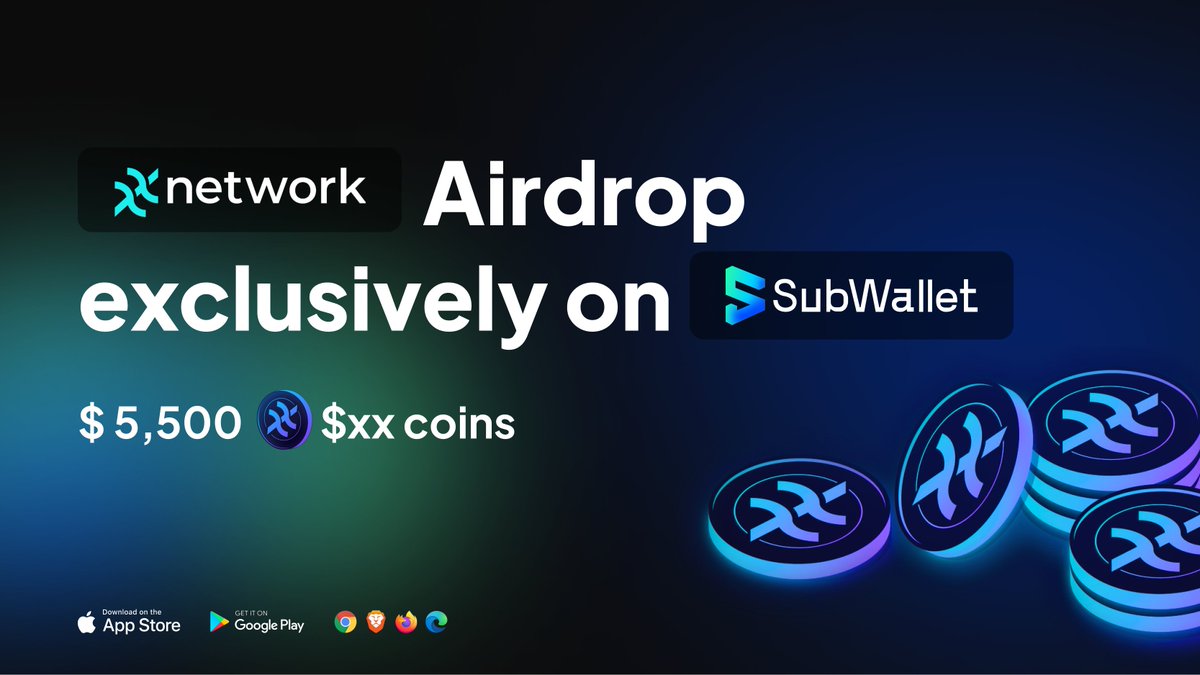 SubWallet (@subwalletapp) on Twitter photo It's giveaway time🎁
To celebrate the launch of SubWallet & <a href="/xx_network/">xx.network</a>, we are giving away $5,500 worth of $xx 👑
🌟$50 worth of $xx for top 10 referrals
✨$5 worth of $xx for 1K random winners
🗓️May 29 - June 2
Enter to win👉gleam.io/gogrm/xx-netwo… It's giveaway time🎁
To celebrate the launch of SubWallet & <a href="/xx_network/">xx.network</a>, we are giving away $5,500 worth of $xx 👑
🌟$50 worth of $xx for top 10 referrals
✨$5 worth of $xx for 1K random winners
🗓️May 29 - June 2
Enter to win👉gleam.io/gogrm/xx-netwo…