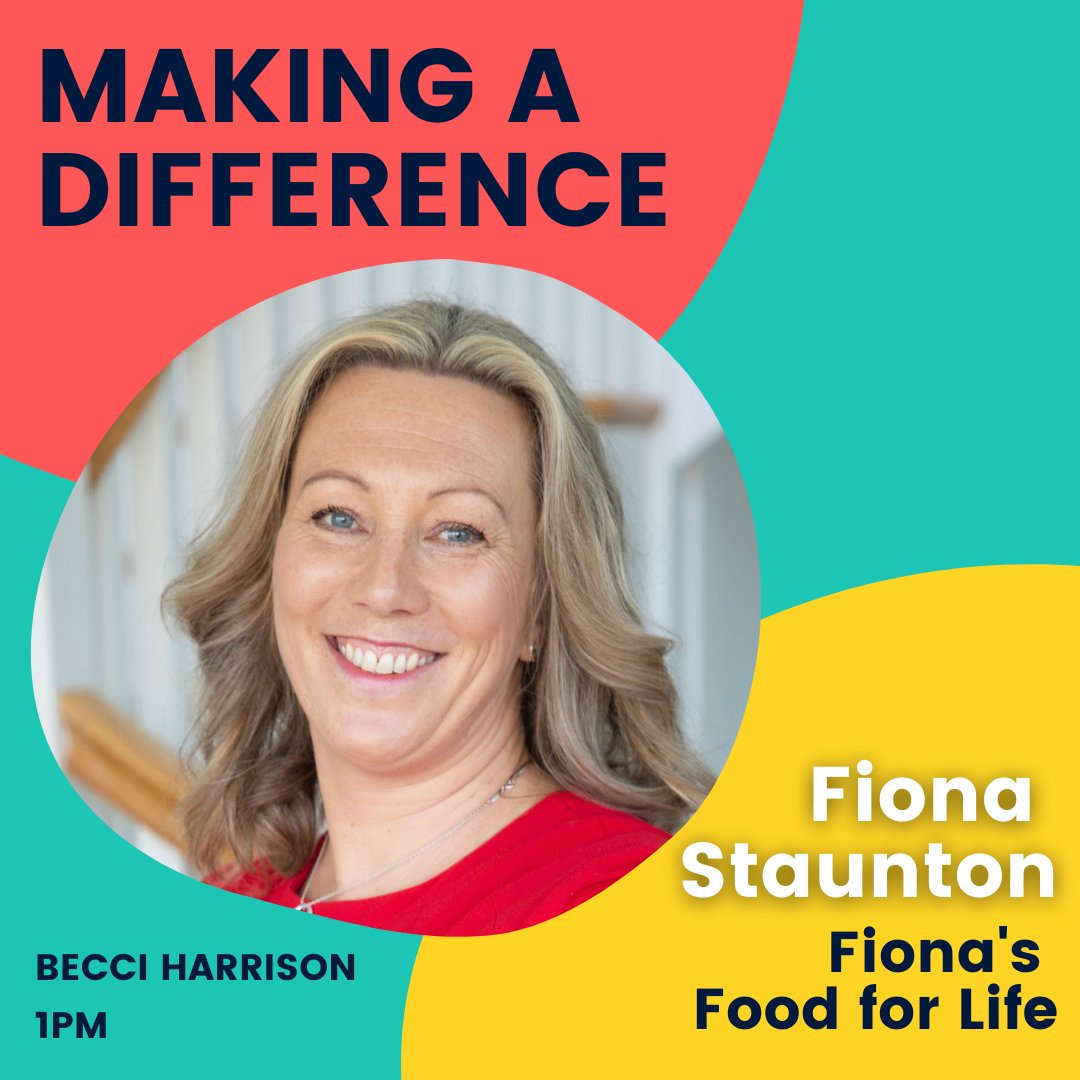 Today on #MakingADifference, <a href="/No1BecHarrison/">Becci Harrison</a> interviews Fiona Staunton of <a href="/fionasfood4life/">Fionas Food for Life</a>, who is making a difference in people's lives using great tasting, quick to make healthy food. Tune in at 1pm!

#interview #peopleofdublin #food #healthyfood #lifestyle #foodadvice