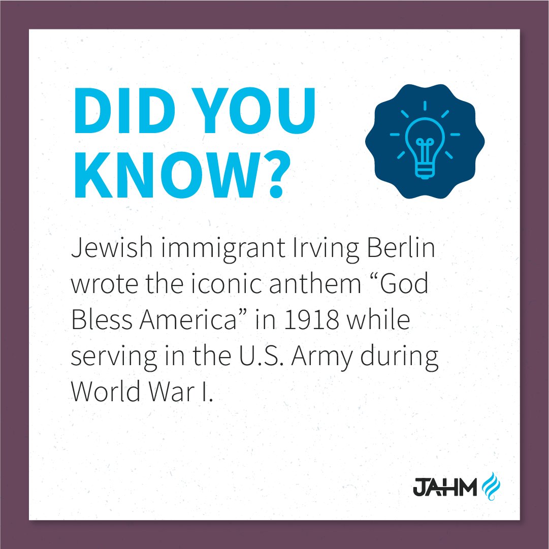 Did you know 'God Bless America' was written by a Jewish American immigrant? 🎶 🇺🇸

#OurSharedHeritage #MyJAHM