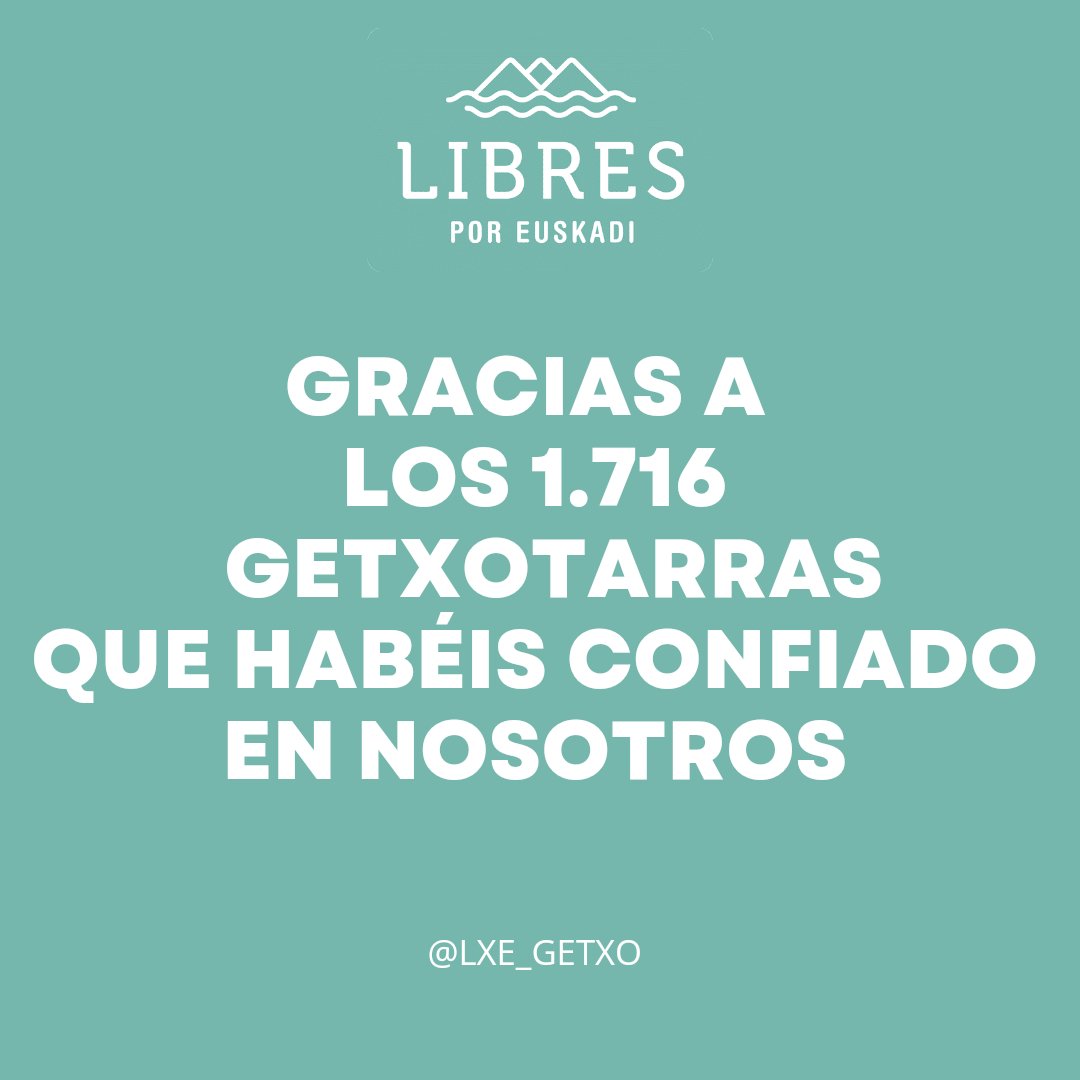 AlaZabala's tweet photo. Gracias a todos los votantes que nos han apoyado en esta ilusión, esperamos que la semilla que hemos plantado pueda tener continuidad por otros para terminar por conseguir un Getxo de todos y para todos.
Hasta siempre. https://t.co/2Np9qLqMtF