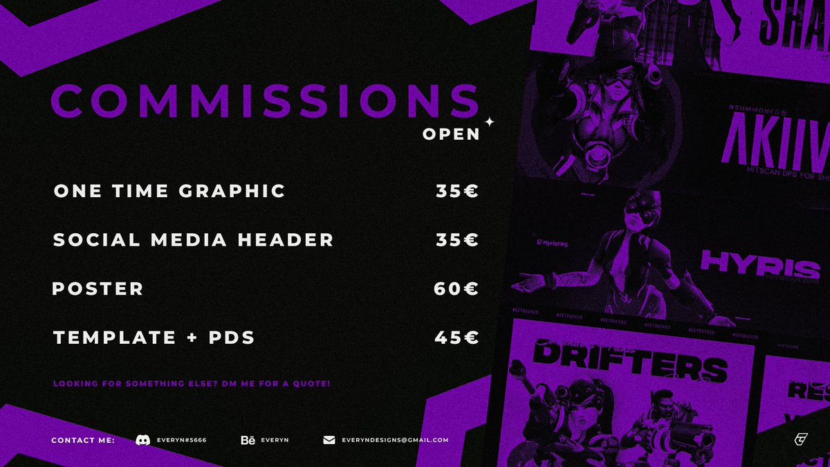 ❕COMMISSIONS OPEN❕

It's been a while since I did it, but I wanna design some cool things while testing out some stuff! 

Only 4 slots open 💜

Best way to contact me is through Discord 👾EveryN#5666

Support really appreciated💜