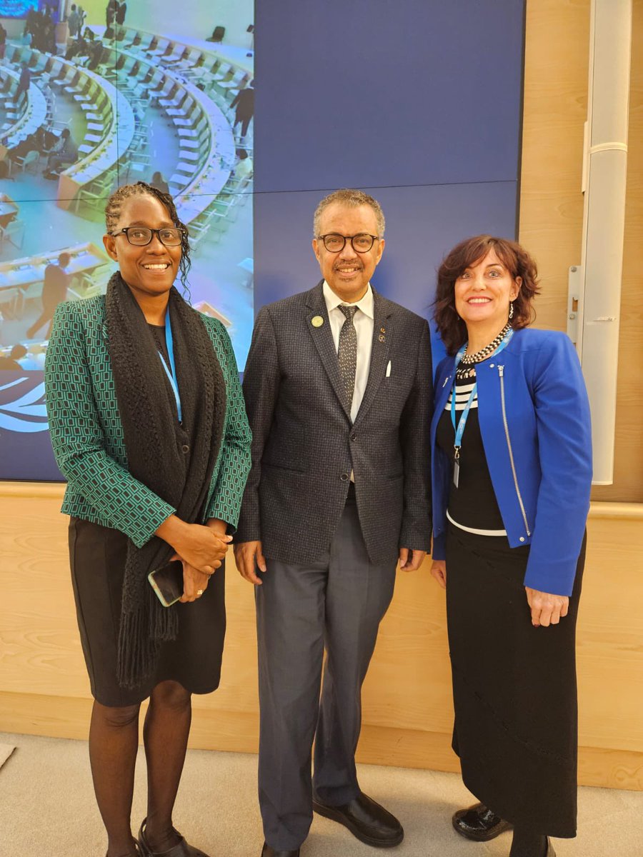 .@LucyAlexandria’s too short life advocating for #pallliativecare was remembered today by @DrTedros #WHA76 session on #righttohealth for persons with #Disability Dr NGeaves w Dr Tedros & &DrBarbaraHastie @whpca @WaltherPallCare