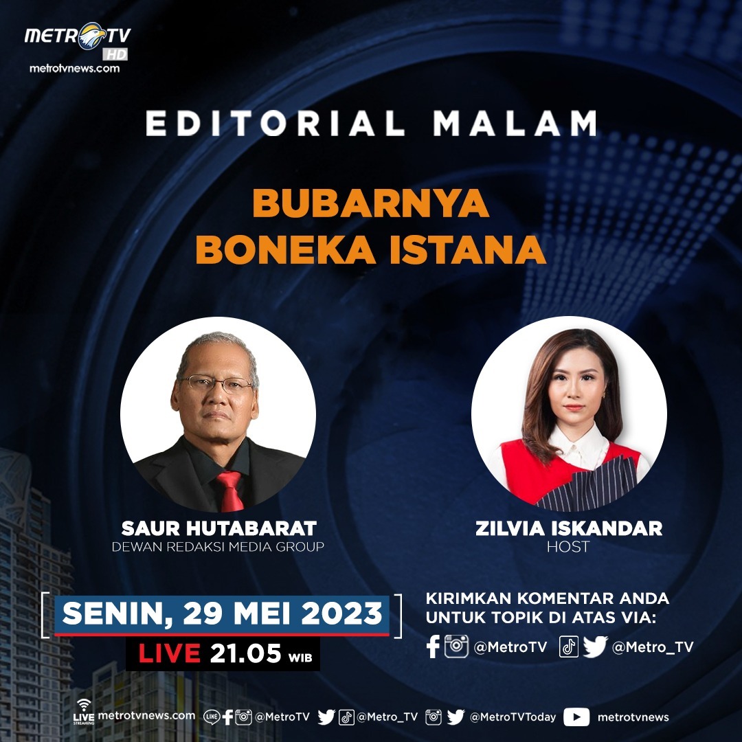Metro_TV's tweet photo. Ikuti pembahasannya di #BedahEditorial hari Senin (29/5) pukul 21.05 WIB dan kirimkan komentar Anda.
Editorial Malam bisa Anda saksikan kembali melalui channel youtube "Metrotvnews". Jangan lupa subscribe!
#EditorialMalam #MediaGroupNetwork #MKMerusakUndangUndang #putusanMK #KPK #masajabatanKPK