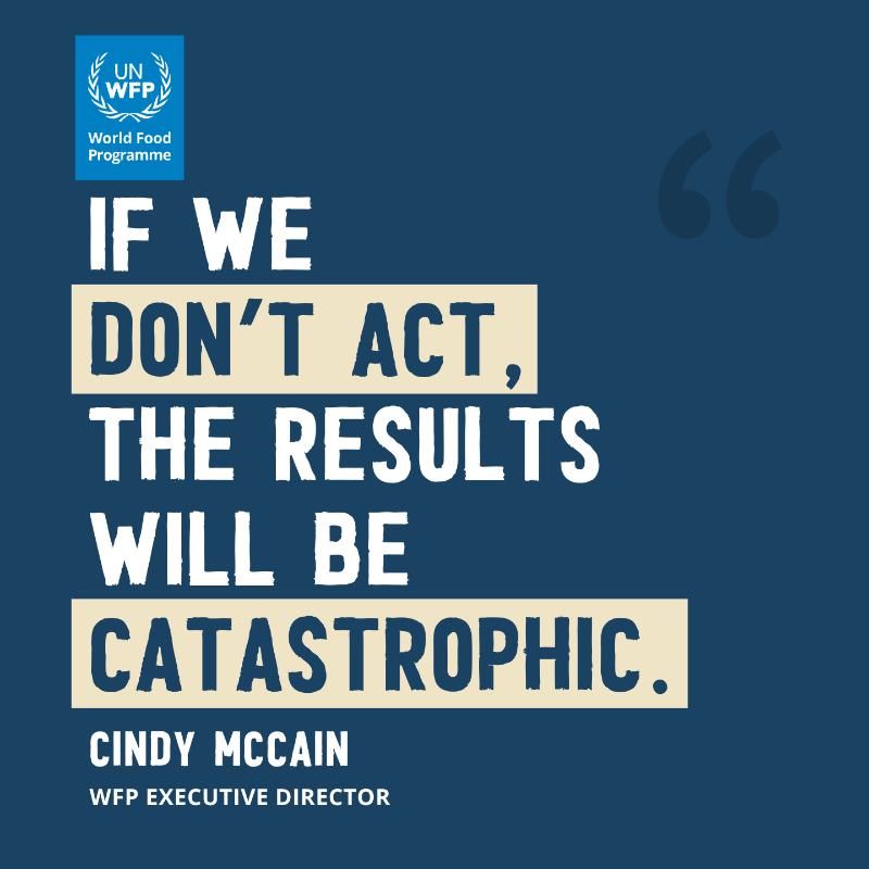 WFP's tweet photo. 🆘Cindy McCain, @WFPChief, calls for urgent humanitarian action for the people facing the biggest risk of extreme hunger in the coming months. 

Learn more: https://t.co/nTmpIGpUEY