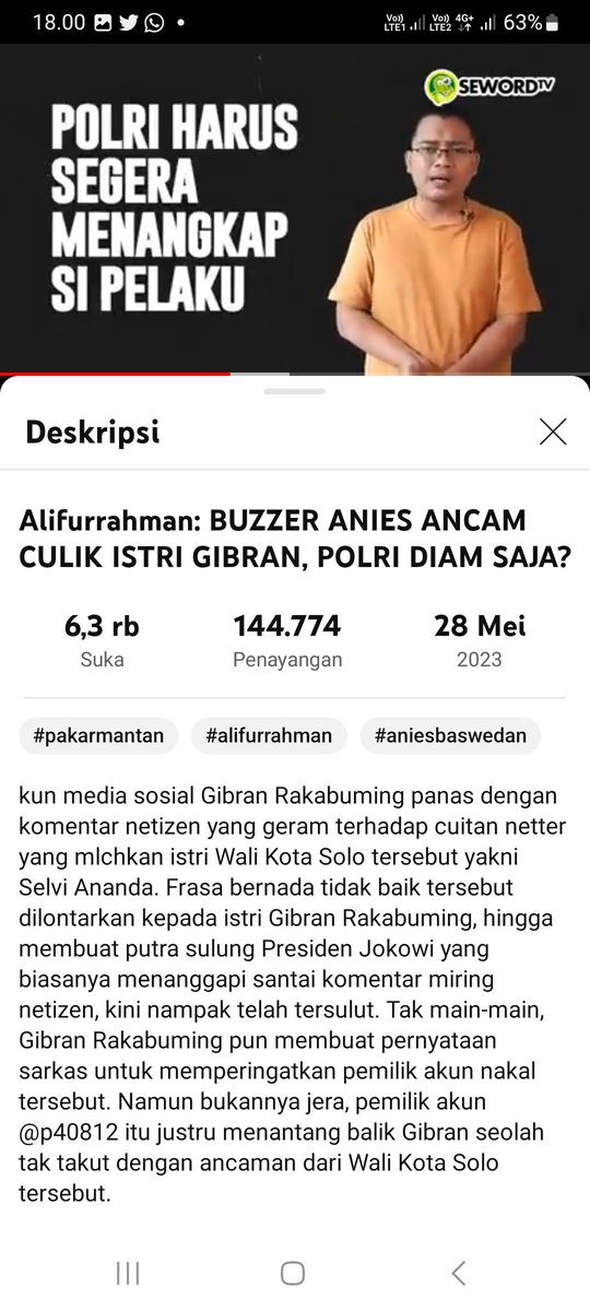 Lapor <a href="/DivHumas_Polri/">Humas Polri</a> <a href="/Polri_News/">Polri News</a> Bagaimana ini ada Ancaman dari Akun Abal-abal <a href="/p40812/">Klasik Pianda ( ian )</a> mengancam istri MasWali <a href="/gibran_tweet/">Gibran Rakabuming</a> Anak Presiden <a href="/jokowi/">Joko Widodo</a> , JANGAN BIAR ANCAMAN-ANCAMAN Merajalela
