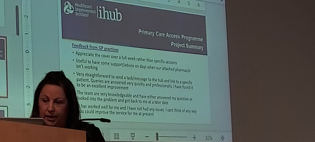 anne_h_thom's tweet photo. Gemma Rankin #psw and Kirstin Macconnachor #pharmacist talk about work around their #medicinesenquiry processes via #hub working supported by @online_his #primarycareaccesscollaborative #7weeksprint key role aspect #rightpersonrighttime #pharmacysupportworker role development https://t.co/IheCiRR2vX