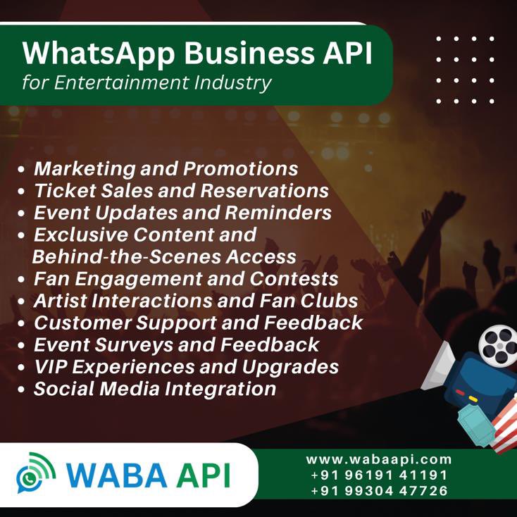 WhatsApp Business API for Entertainment Industry

smsgatewaycenter.com/blog/whatsapp-…

#SMSGatewayCenter #Waba #WabaAPI #EntertainmentIndustry #WhatsAppBusinessAPI #FanEngagement #MarketingandPromotions #TicketSales #EventUpdates #ExclusiveContent #SocialMediaIntegration #CustomerSupport