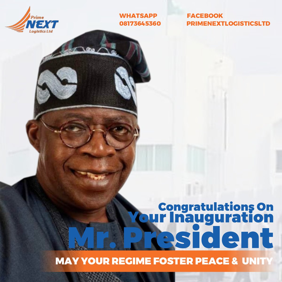 Congratulations on your inauguration Mr. President.

 #freightforwarding #airfreight #courier #freightforwarder #logistik #deliveryservice #NigeriaTrade
#ExportPromotion
#AgriculturalExports
#ExportBusiness