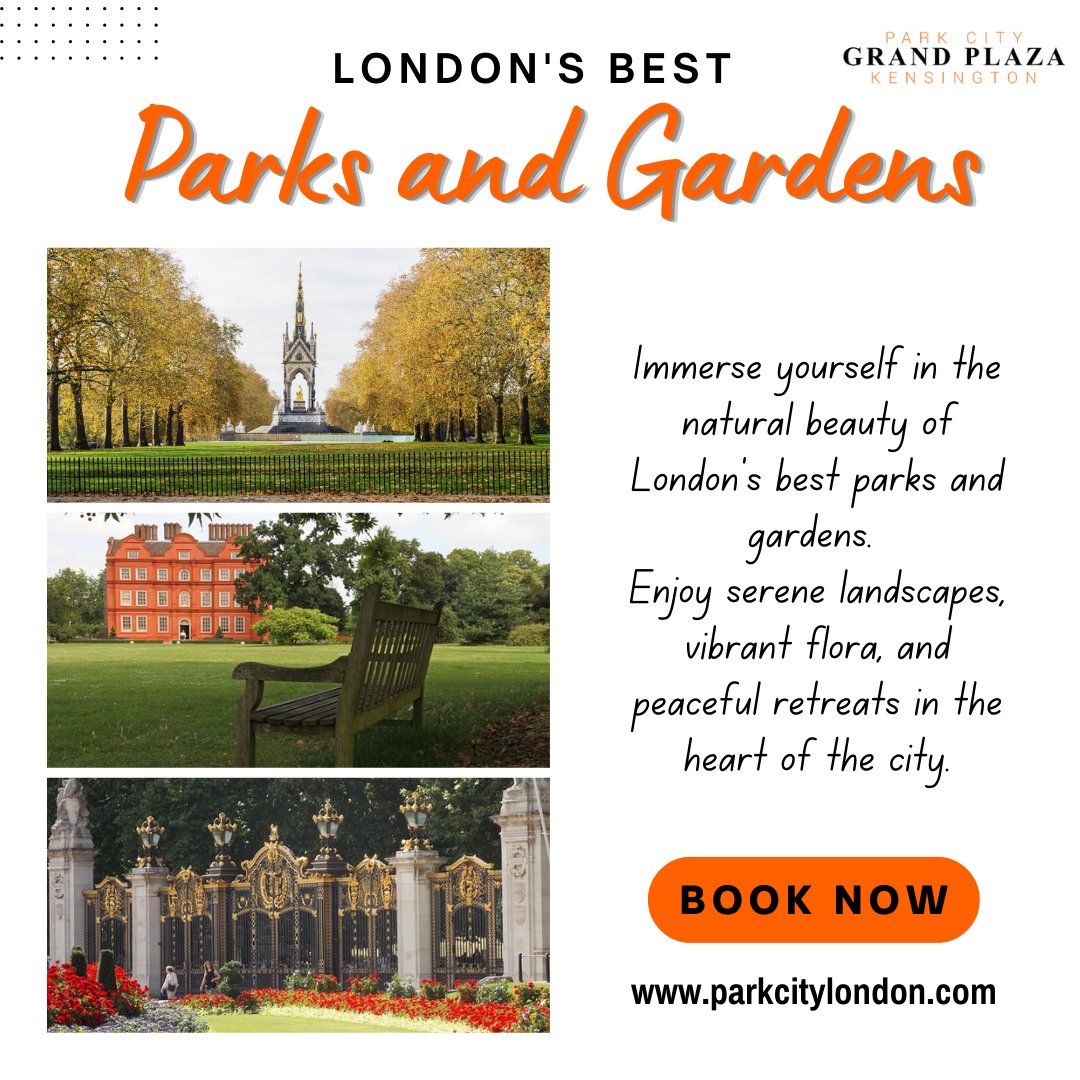 Immerse yourself in the beauty of London's best parks and gardens, where nature's serenity awaits. Discover the perfect balance of urban charm and natural tranquility during your stay at Park City Grand Plaza Hotel. 🌳🌺🌿

#LondonParks #GardenEscapes #NatureLovers
