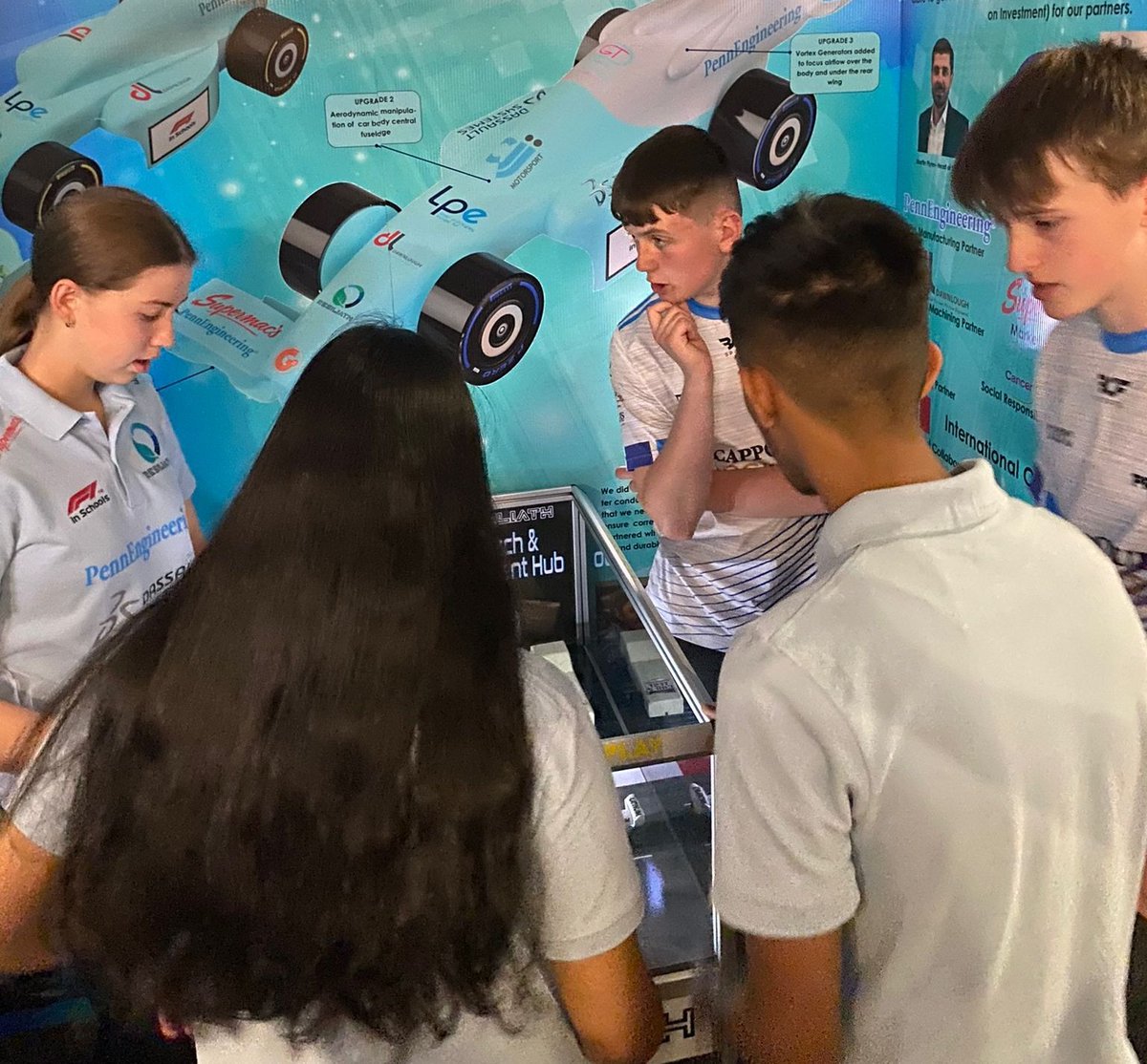 resiliath's tweet photo. We are really enjoying meeting all the teams at our stand. It is great to get a chance to tell everyone all about our project. 🏁🏁🏁 @F1inSchoolsIRL #F1inSchools #NationalFinals #STEM #WomenInSTEM #WomenInMotorsport https://t.co/AdIT0U9539