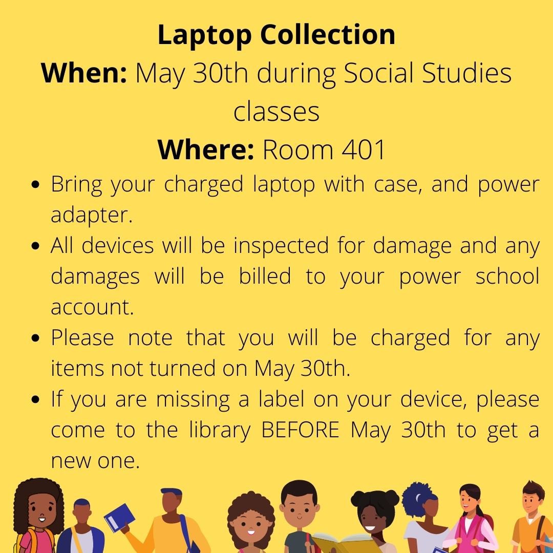 schofieldmiddle's tweet image. Reminder Alert!  Laptops will be collected tomorrow.  Don’t forget your device(s) and charger(s)!