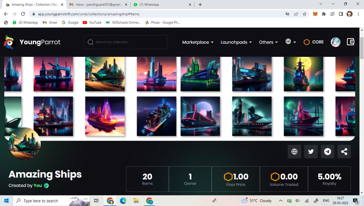 There are only 20 amazing ship nfts that are listed in this collection. 
Buy Now..
app.youngparrotnft.com/core/collectio…

#NFTs #ships #nftphotography #NFTCommunity #youngparrot #NFTAirdrop #NFTGiveaway #NFTfantasy