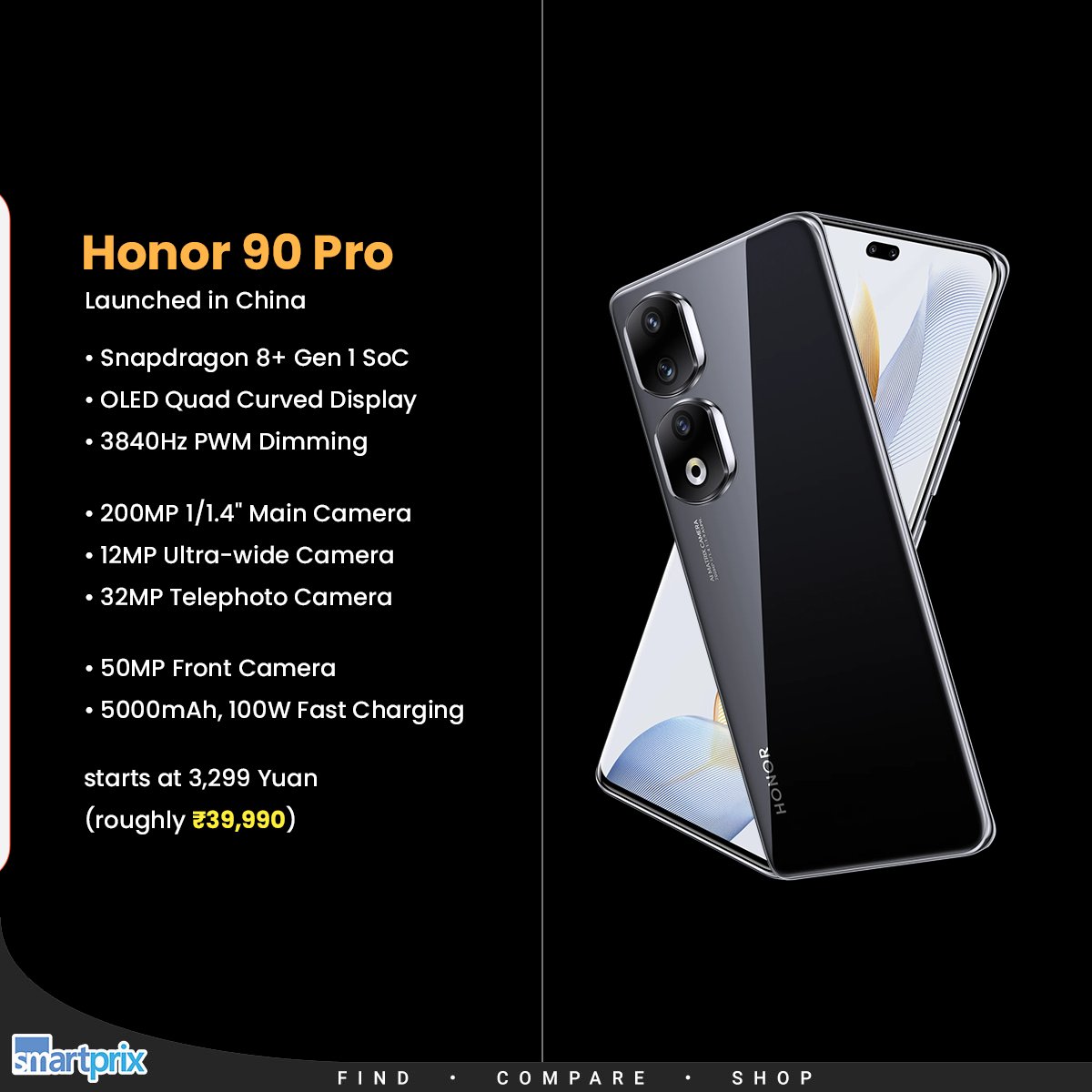 Smartprix on X: A flicker-free phone, Honor 90 Pro, unveiled with  top-notch specs! #Honor #Honor90Pro  / X