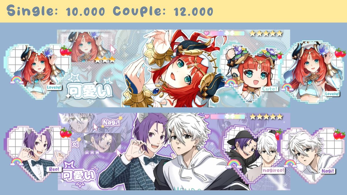 A retweet will highly appreciated! 🌷 

Haiii! Aku bawa layout genshin dan blue lock nih! Harga tertera, kalian dapat 2 ava png juga nantinya 💓. Aku juga open request untuk katalog ini (+1k-2k). Ayo adopsi layoutnya! 💓🌷

#zonauang #zonajajan #zonaba