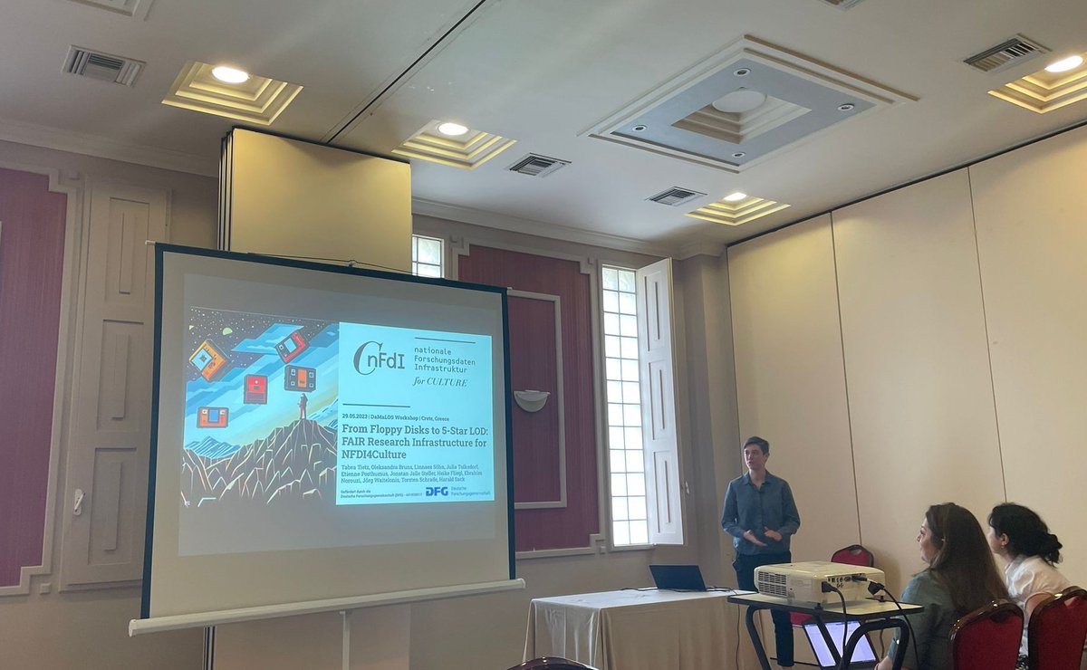 Today I was happy to present our joint work on the @nfdi4culture Knowledge Graph and Culture Portal at the #DaMaLOS2023 Workshop, co-located with #eswc2023 
The slides are available on zenodo: zenodo.org/record/7981412
@adwmainz @FIZKarlsruhe @fiziseka