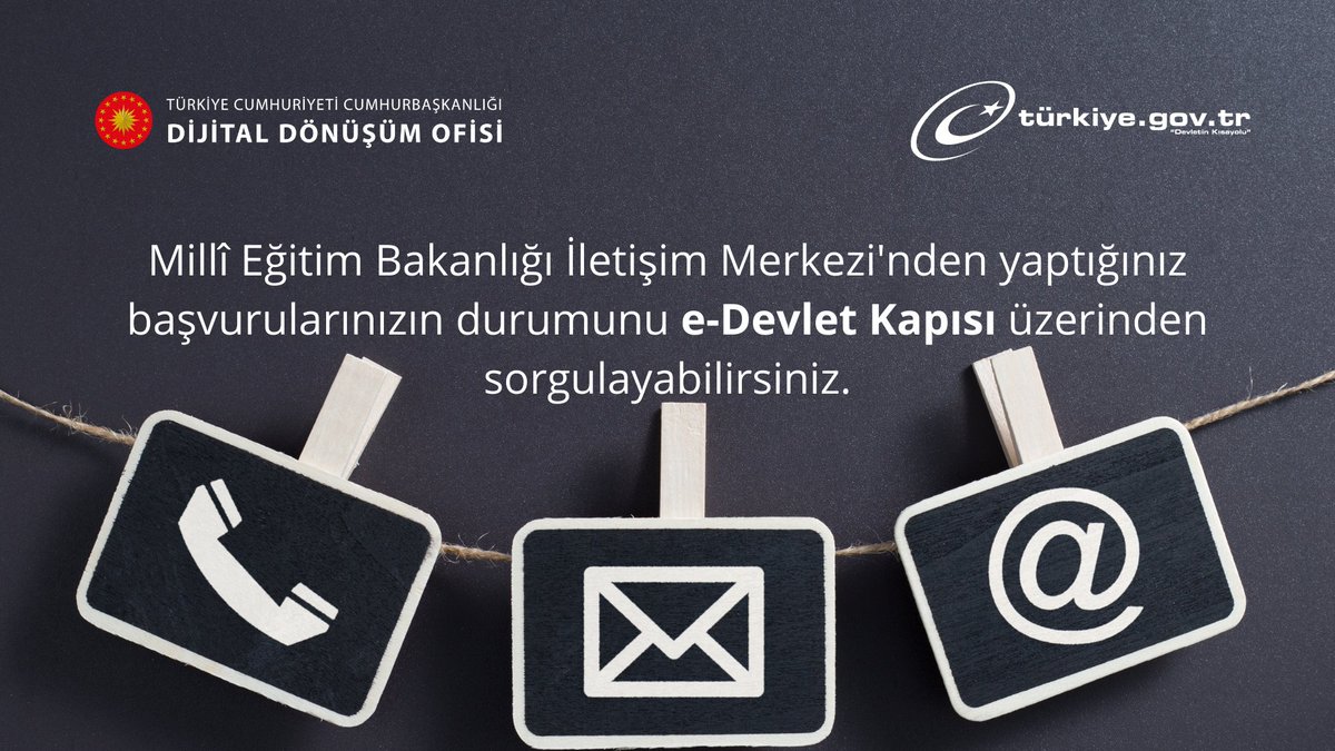 Millî Eğitim Bakanlığı İletişim Merkezi'nden yaptığınız başvurularınızın durumunu e-Devlet Kapısı üzerinden sorgulayabilirsiniz. 👉 @tcmeb @dijital 🔗ddo.link/meb-iletisim #DijitalTR #edevlet