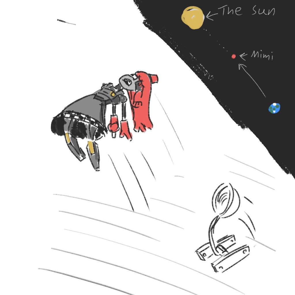 Whomobi's tweet photo. I finished the new Zeldo and check in on TF2 to see everyone is talking about something call a "Mimi sentry"? Is it some kind of disease? Well I'm not too sure but I drew a picture of whatever it is being hurled into the sun by a catapult. https://t.co/WQdU9TEgKg
