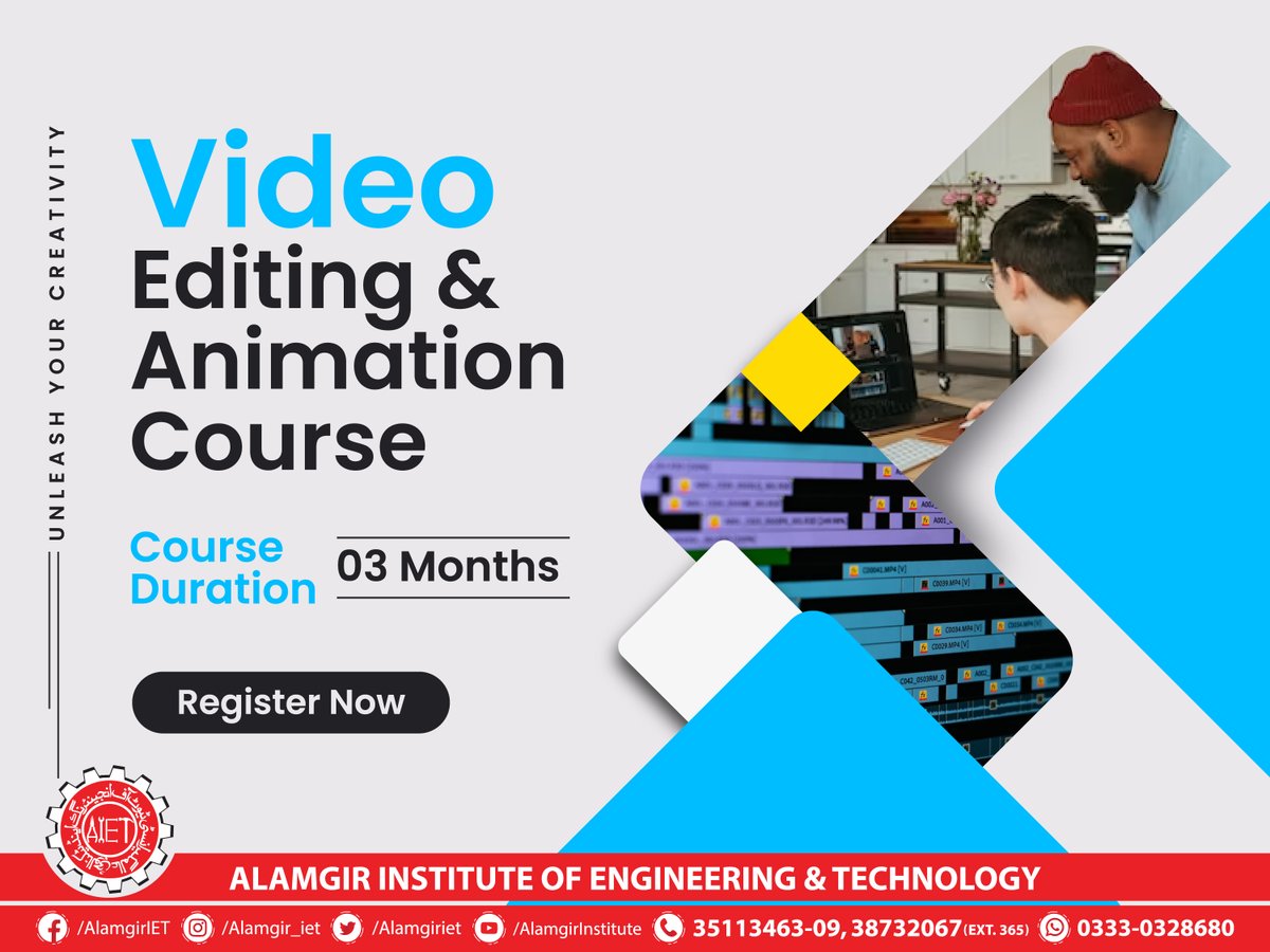 Unleash Your Creativity with our Video Editing & Animation Course
Enroll Yourself Now
#AIET #ITcourses #videoeditingandanimation