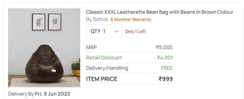 Buy Organic XXXL Fabric Bean Bag Cover in Beige Colour at 8% OFF by REME |  Pepperfry