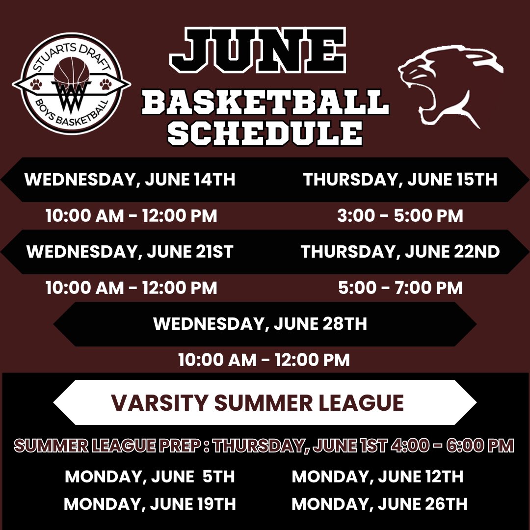 June Basketball Calendar! #DraftBball #GoCougars #Timetowork