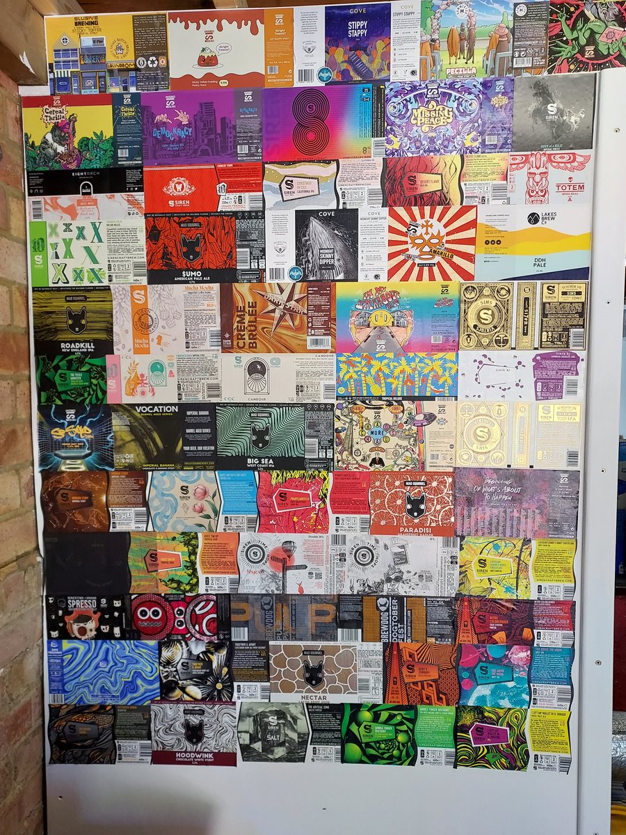 What's a few hours of beer can sticker peeling between friends on  Bank Holiday Monday. New garage partition needed decorating...

<a href="/SirenCraftBrew/">Siren Craft Brew</a> 
<a href="/madsquirrelbrew/">Mad Squirrel Brewery</a> 
<a href="/BrewDog/">BrewDog</a> 
#ascotales 
#disruptionisbrewing  <a href="/vocationbrewery/">Vocation Brewery</a> <a href="/HammertonBrew/">Hammerton Brewery</a> 
<a href="/lakesbrewco/">Lakes Brew Co</a> 
<a href="/ElusiveBrew/">Elusive Brewing</a>