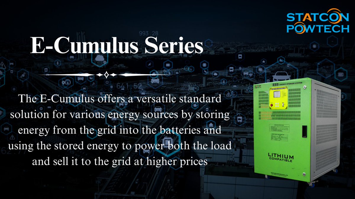PowtechOfficial's tweet photo. Discover the future of energy storage with Statcon Powtech's SunCumulus and E-Cumulus battery energy storage systems (ESS). With the power of lithium batteries, our advanced systems are setting new standards in sustainable power management #statconpowtech #ess #makeindia https://t.co/LEidATxLyf