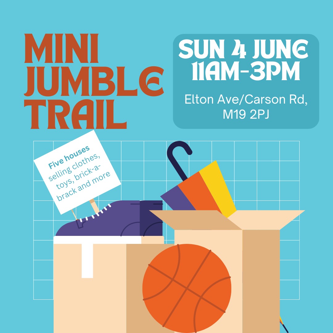 #Levenshulme friends and folks - we're doing this next Sunday, come see us and buy our stuff. RT's appreciated xxx #jumblesale #jumble #jumbletrail