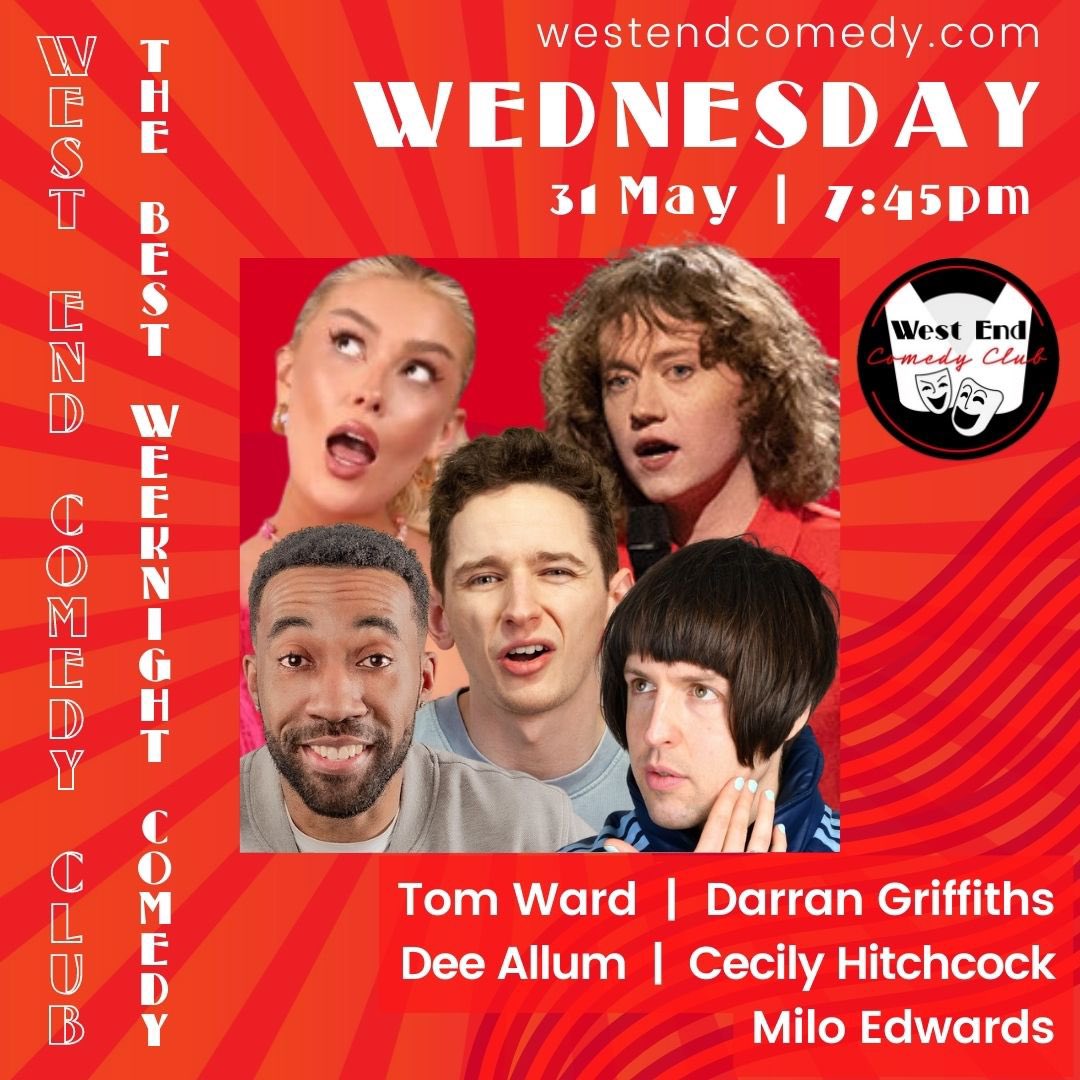 West End Comedy (@comedywestend) on Twitter photo What a treat! Super excited for this Wednesday’s show - grab your tickets now!
LINEUP:
🌟 Tom Ward
🌟 Dee Allum
🌟 Cecily Hitchcock
🌟 Milo Edwards
🌟 Darran Griffiths MC
Tickets 🎟 westendcomedy.co.uk/shows/tom-ward… <a href="/cechitch/">Cecily Hitchcock</a> <a href="/Milo_Edwards/">milo edwards</a> What a treat! Super excited for this Wednesday’s show - grab your tickets now!
LINEUP:
🌟 Tom Ward
🌟 Dee Allum
🌟 Cecily Hitchcock
🌟 Milo Edwards
🌟 Darran Griffiths MC
Tickets 🎟 westendcomedy.co.uk/shows/tom-ward… <a href="/cechitch/">Cecily Hitchcock</a> <a href="/Milo_Edwards/">milo edwards</a>