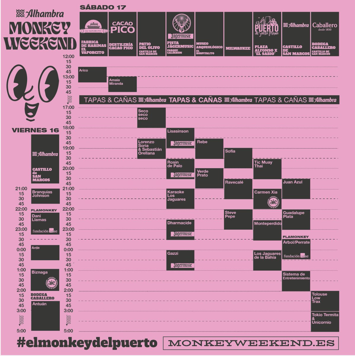 Monkeyweek's tweet photo. 📆 Ya disponibles los HORARIOS para esta nueva edición de Alhambra Monkey Weekend! 📆
Un total de nueve escenarios distribuídos por toda la ciudad y ganas infinitas de vivir estos dos días ÚNICOS que nos asegura siempre #ElMonkeyDelPuerto ⚓
🎟️ Abonos: https://t.co/VKtXu372bN https://t.co/8iSF0hDO1t