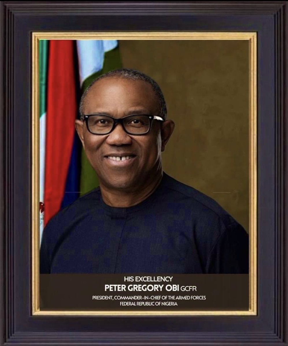 1. The 16th President of Nigeria is:
His Excellency Peter Gregory Obi.
Our new president came in on the mantra of moving Nigeria from: Consumption to Production. President Peter Obi's life represents a leader in its true testiment for the people. 
#CMAViews #PeterObiMyPresident