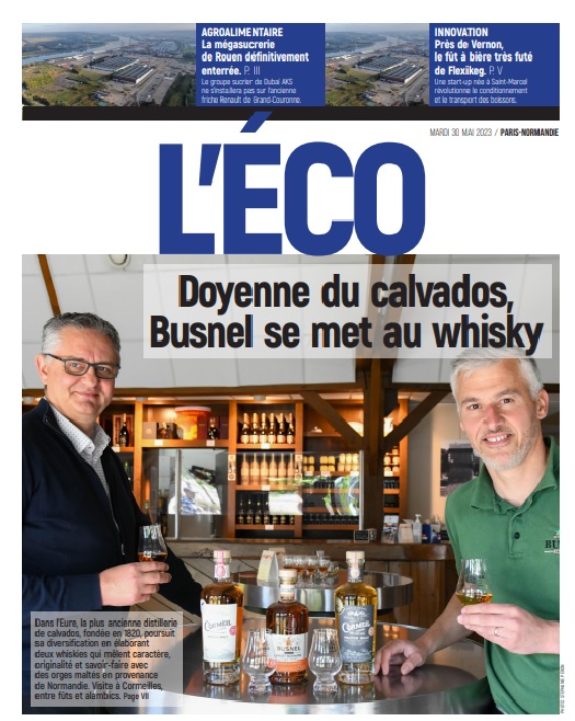eco_pn's tweet photo. A la une du cahier #Eco de @paris_normandie ce 30 05, #Busnel, le doyen du #calvados se met au #whisky, #AKS ne construira pas de #sucrerie géante à #Rouen, le fût très fûté de #Flexikeg pour la bière et ce n'est pas tout➡️https://t.co/4Fa5CrylGA https://t.co/PaAGbk8sKV