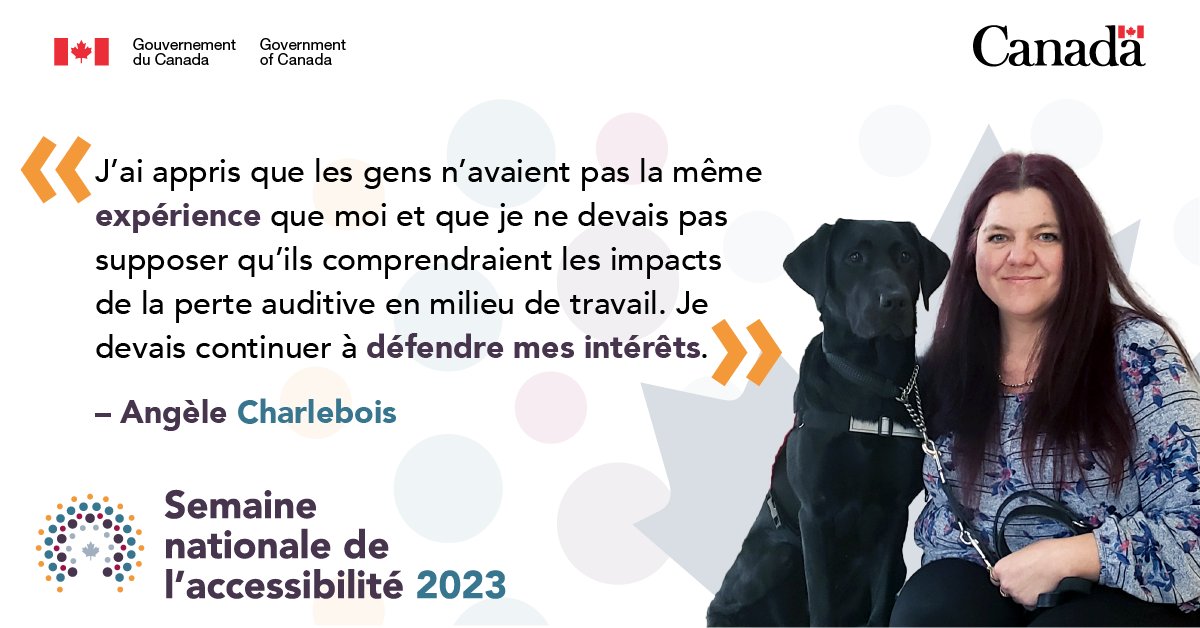 SCT_Canada's tweet photo. Pour lancer la #SNA2023, Angèle Charlebois de @Patrimoinecdn nous livre ses expériences en tant que personne travaillant avec la perte d’audition au sein du GC. Apprenez-en plus sur le parcours d’Angèle dans cet article : https://t.co/F5xQKT6HKE #SNA #GCAccessible https://t.co/5qxpZ96sd6
