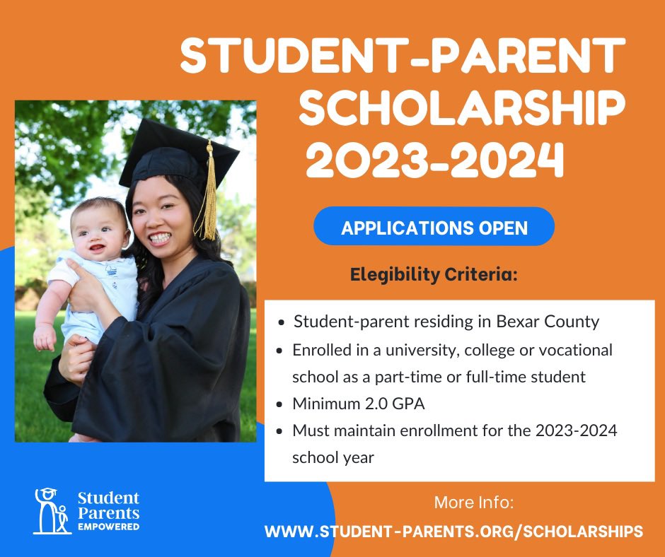 Only one month left to apply for our Student Parents Empowered Scholarship for the 2023-2024 school year! Please share with those who qualify! @StudentParents5 

To learn more and apply for this scholarship please visit: 

forms.gle/4yx1AE7gEZ79FS… 

#studentparent #scholarship