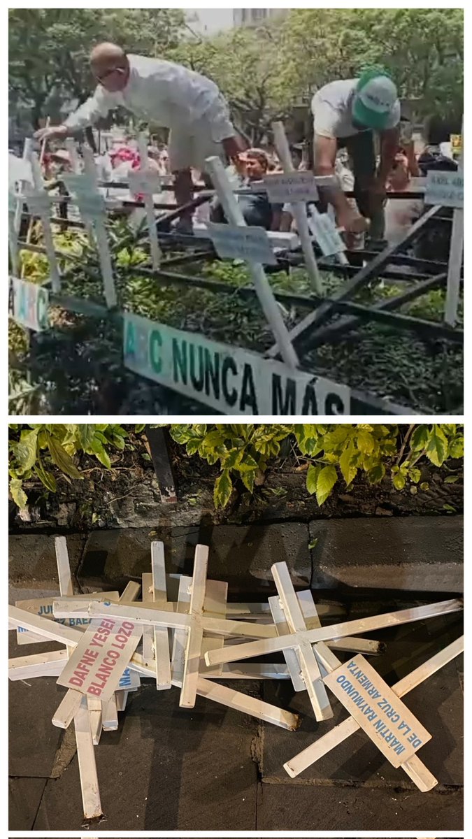 #Bienvenida4TEdoMex 
#MareaRosaVIOLENTA
🚨 Es de lo más RUIN que la #MareaRosa haya quitado y destruido las Cruces con los Nombres de los Niños que Fallecieron en la Tragedia de la #GuarderiaABC