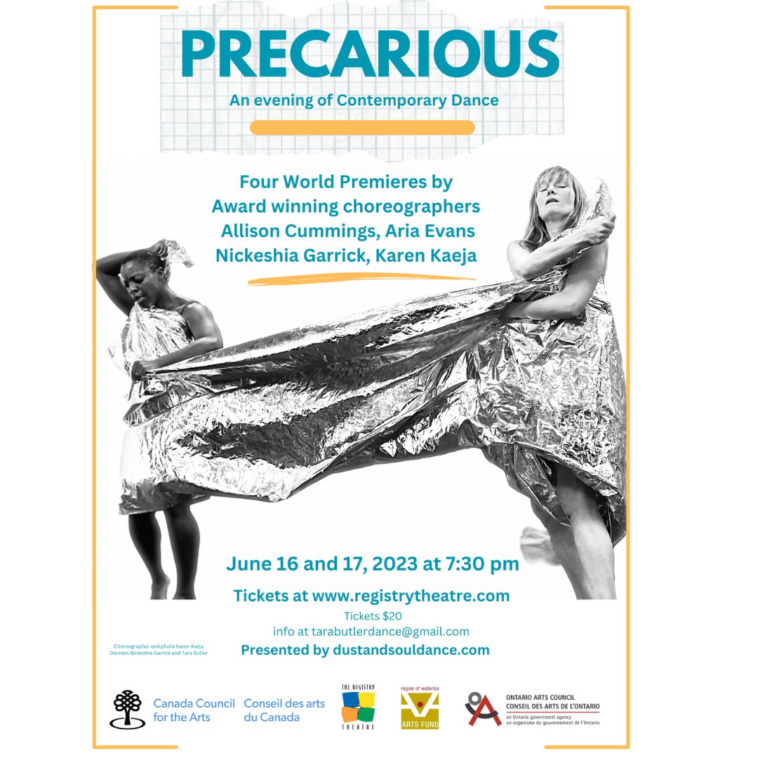 Region of Waterloo Arts Fund (@rwartsfund) on Twitter photo PRECARIOUS - an evening of Contemporary Dance featuring four world premieres by Award Winning Choreographers Allison Cummings, Aria Evans, Nickeshia Garrick and Karen Kaeja.
Funded in part by <a href="/RWArtsFund/">Region of Waterloo Arts Fund</a>
📅 June 16 - 17, 7:30 PM
➡️ buff.ly/420SLuD PRECARIOUS - an evening of Contemporary Dance featuring four world premieres by Award Winning Choreographers Allison Cummings, Aria Evans, Nickeshia Garrick and Karen Kaeja.
Funded in part by <a href="/RWArtsFund/">Region of Waterloo Arts Fund</a>
📅 June 16 - 17, 7:30 PM
➡️ buff.ly/420SLuD